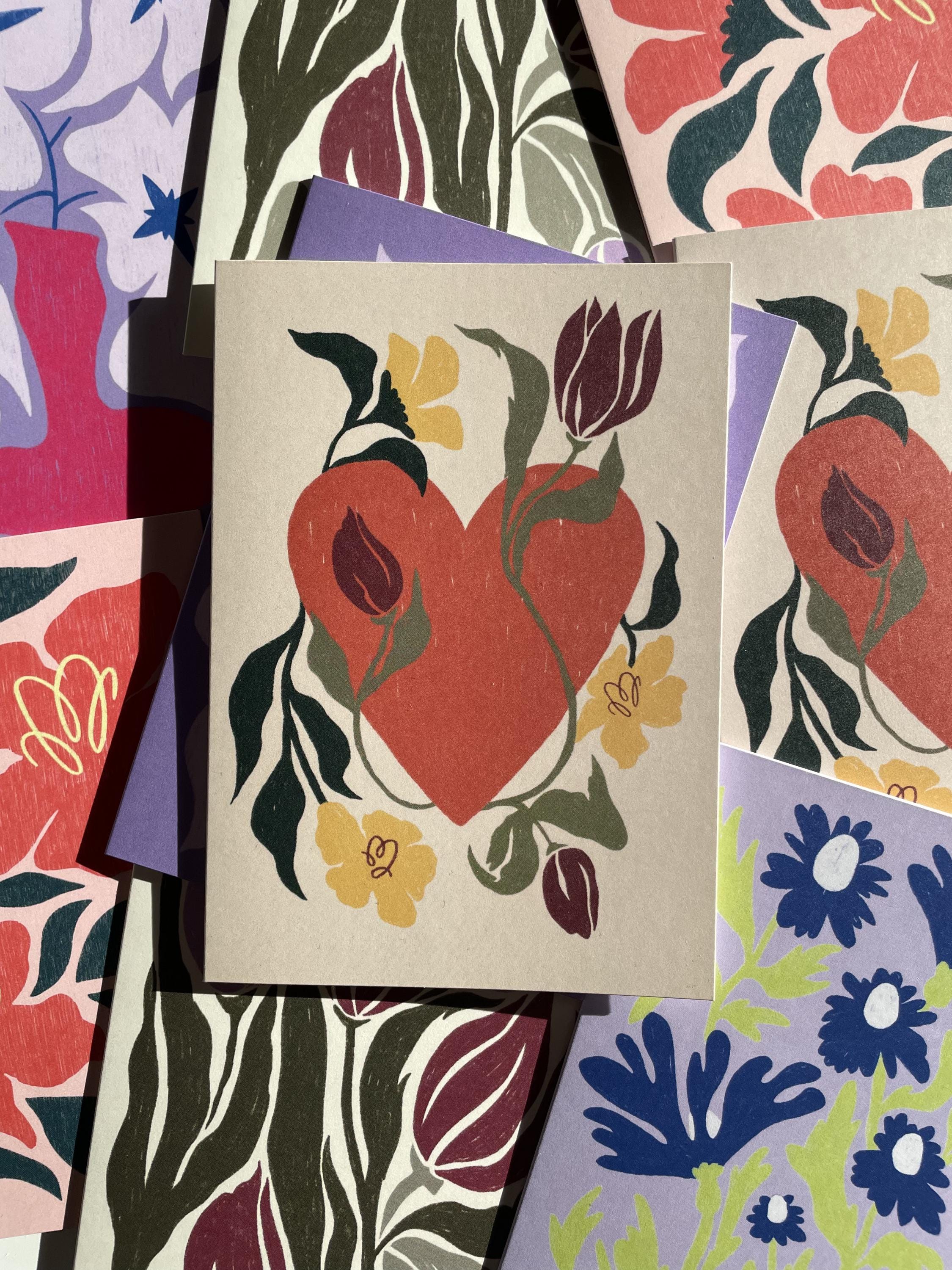 Romantic Heart with Flowers Card