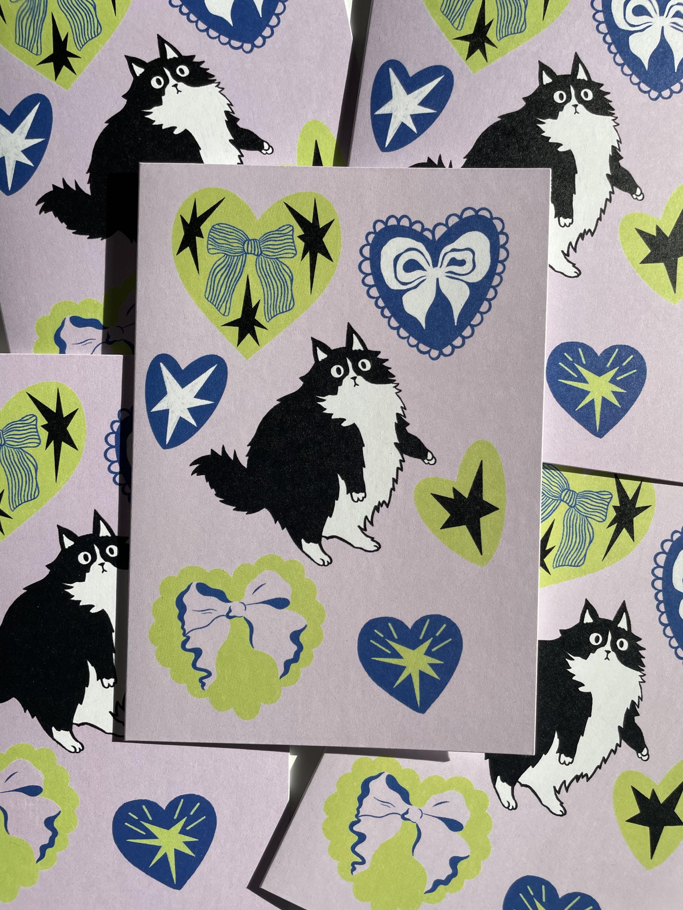 Scared Fluffy Cat Greeting Card