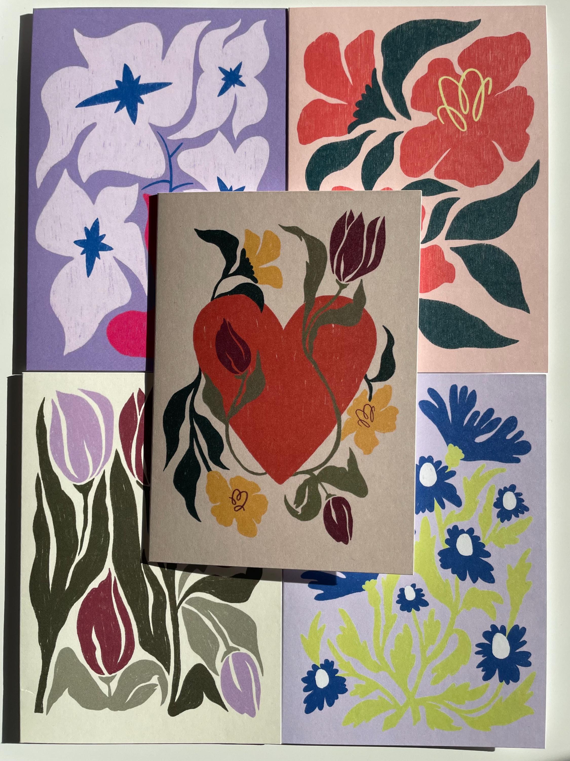 Romantic Heart with Flowers Card